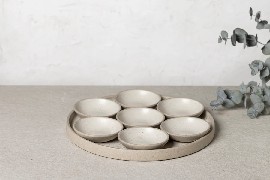 סט צלחות חג מקרמיקה סדרת Stone דגם Breath