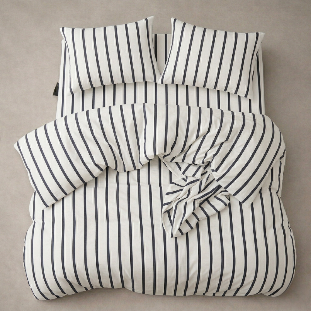 סט מצעים ג׳רסי קומפלט | 100% כותנה סרוקה | קולקציית הפסים