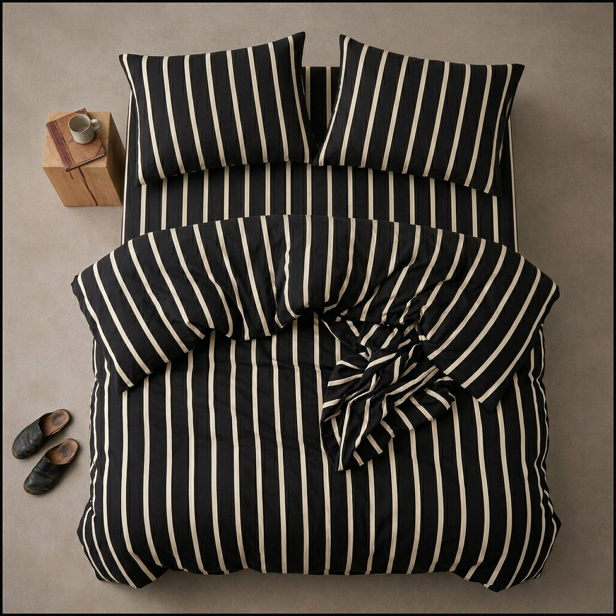 סט מצעים ג׳רסי קומפלט | 100% כותנה סרוקה | קולקציית הפסים